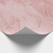 Pink Rose Gold Marble Molten Pastel Shiny Wrapping Paper (Corner)