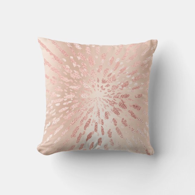Pink Rose Gold Metal Blush Gold Gray Abstract Throw Pillow (Front)