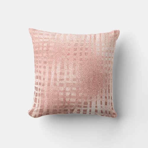 Pink Rose Gold Metal Blush Powder Stripes Grill Throw Pillow