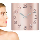 Pink Rose Gold Metallic Arabic Number Blush Girly Square Wall Clock<br><div class="desc">Timelessly Chic: Pink Rose Gold Arabic Number Girly Wall Clock 🌸🕰️ Step into a world where timekeeping meets elegance with the "Pink Rose Gold Metallic Arabic Number Blush Girly Square Wall Clock" by FlorenceK, exclusively on Zazzle. This wall clock isn’t just a device to tell time; it's a statement piece...</div>