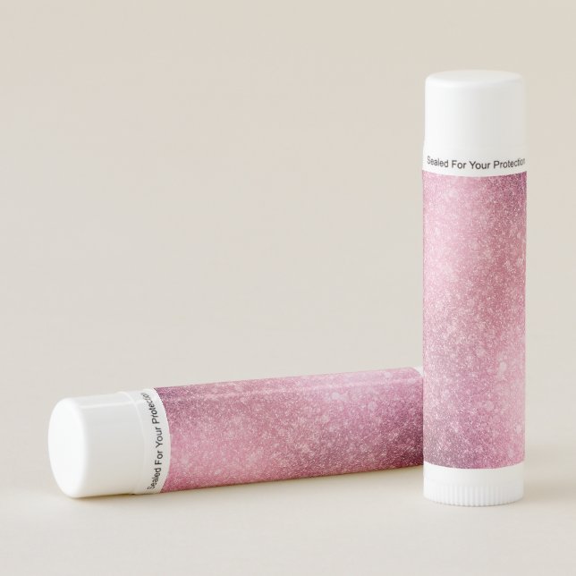 Pink Rose Gold Metallic Foil Sparkle Lip Balm (Front)