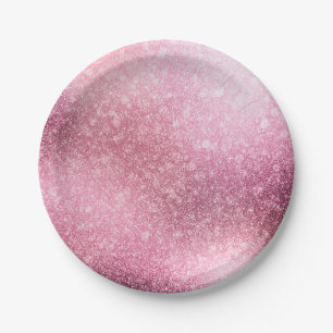 Pink Rose Gold Metallic Foil Sparkle Paper Plates