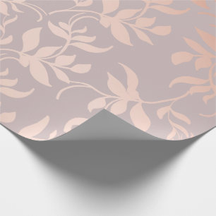 Pink rose gold metallic leaves powder blush wrapping paper