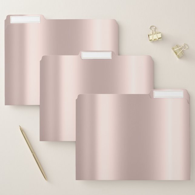 Pink Rose Gold Metallic Minimal Beauty Studio Lash File Folder (Set)