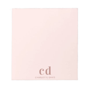 Pink rose gold monogram minimalist notepad