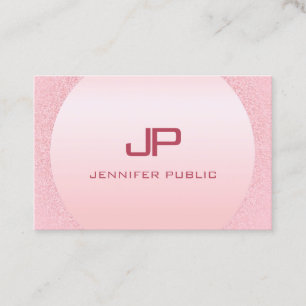 Pink Rose Gold Monogram Modern Elegant Template Business Card