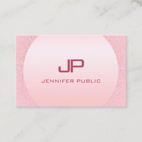 Pink Rose Gold Monogram  Modern Elegant Template Business Card