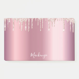 Pink rose gold name script glamorous post-it notes