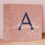 Pink Rose Gold Navy Blue Glitter Sparkle Monogram 3 Ring Binder<br><div class="desc">Blush Pink Rose Gold Navy Blue Faux Glitter and Sparkle Elegant Binder. These Binders can be customized to include your initial and first name.</div>