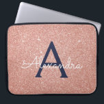 Pink Rose Gold Navy Blue Glitter Sparkle Monogram Laptop Sleeve<br><div class="desc">Blush Pink and Rose Gold Navy Blue Faux Glitter and Sparkle Elegant Monogram Case. This case can be customized to include your initial and first name.</div>