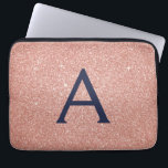 Pink Rose Gold Navy Blue Glitter Sparkle Monogram Laptop Sleeve<br><div class="desc">Blush Pink and Rose Gold Navy Blue Faux Glitter and Sparkle Elegant Monogram Case. This case can be customized to include your initial and first name.</div>