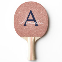Pink Rose Gold Navy Blue Glitter Sparkle Monogram Ping Pong Paddle Pink Rose Gold Navy Blue Glitter Sparkle Monogram Ping Pong Paddle