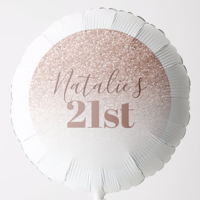 Pink Rose Gold Ombre 21st Birthday Balloon (Front)