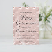 Pink Rose Gold Paris Quinceañera Celebration Invitation (Standing Front)