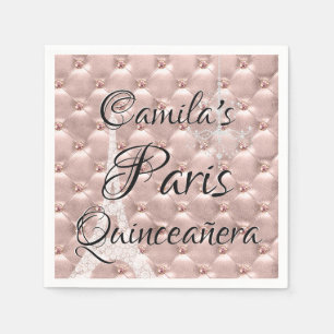 Pink Rose Gold Paris Quinceañera Celebration Napkins