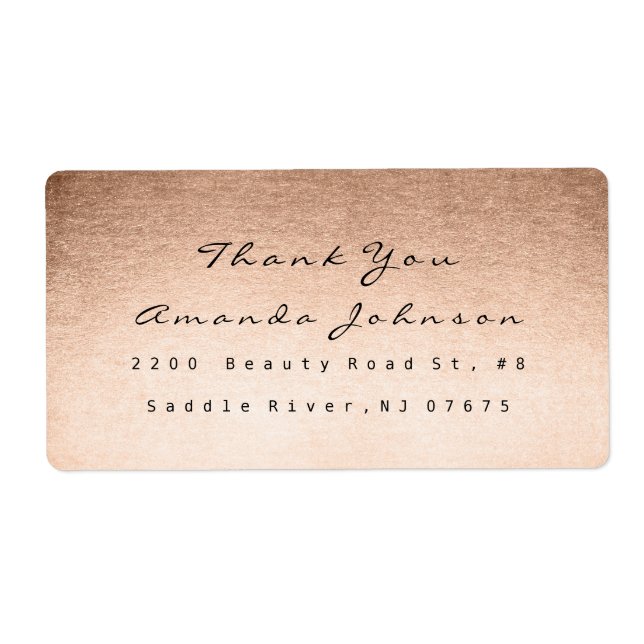 Pink Rose Gold Powder Blush Makeup Thank You Label (Front)