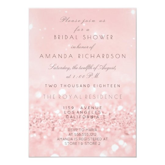 Pink Rose Gold Powder Glitter Bridal Shower Invitation