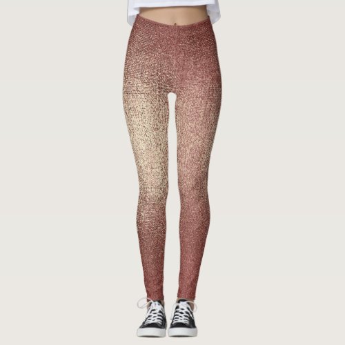 Pink Rose Gold Powder Glitter Sparkly Glam Black Leggings