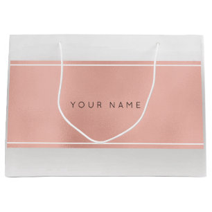 Pink Rose Gold Powder Metallic Minimal Gift Gray Large Gift Bag