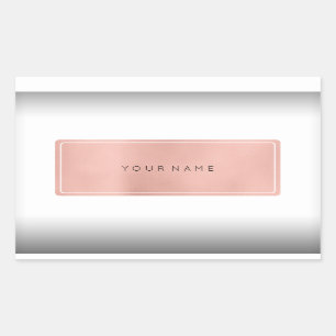 Pink Rose Gold Powder Metallic Rectangular Logo Sticker