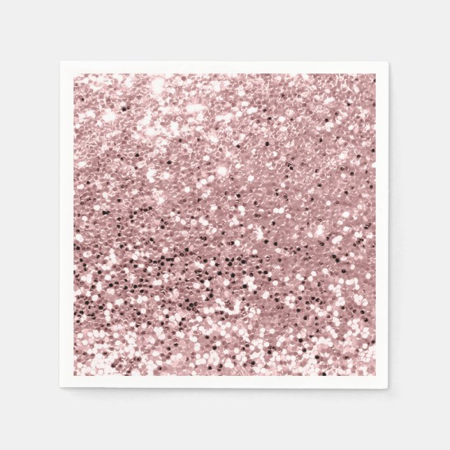 Pink Rose Gold Powder Sparkly Glitter Blush Napkins (Front)