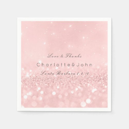 Pink Rose Gold Powder Sparkly Glitter Custom Paper Napkins