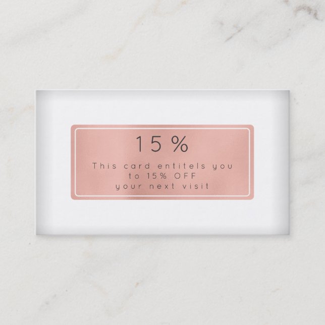 Pink Rose Gold Powder White Discount Beauty Salon (Front)