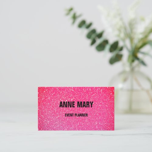 Pink Rose Gold Red Glitter Wedding Event Planner Business Card