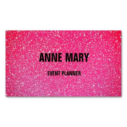 Pink Rose Gold Red Glitter Wedding Event Planner Business Card Magnet