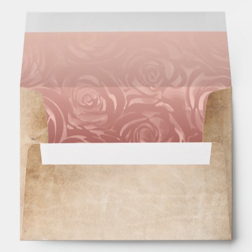 Pink Rose Gold Rustic Parchment Return Address Envelope