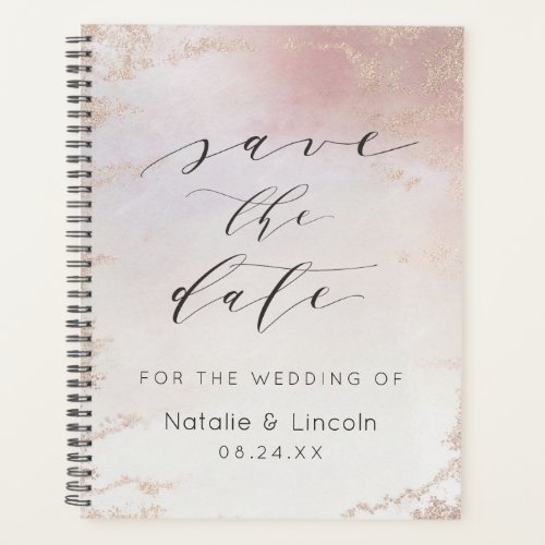 Pink  Rose Gold Save the Date Wedding Planner