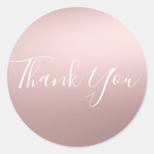 Pink Rose Gold Shine Shiny Metallic Glam Favor Classic Round Sticker
