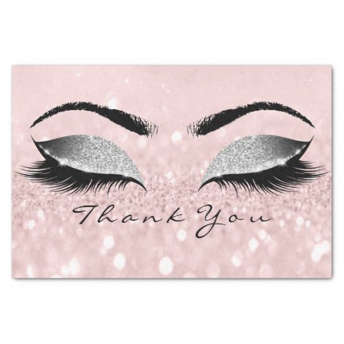 Pink Rose Gold Silver Glitter Thank You Eyes Tissue Paper