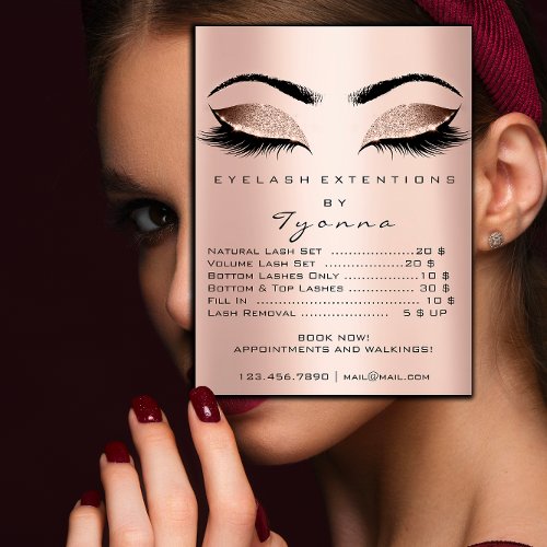 Pink Rose Gold Skin Makeup Eyes Lashes Prices Poster