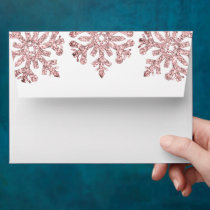 Pink Rose Gold Snowflake Winter Baby Shower Envelope