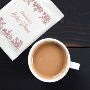 Pink Rose Gold Snowflake Winter Baby Shower Hot Chocolate Drink Mix