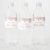 Pink Rose Gold Snowflake Winter Baby Shower Water Bottle Label
