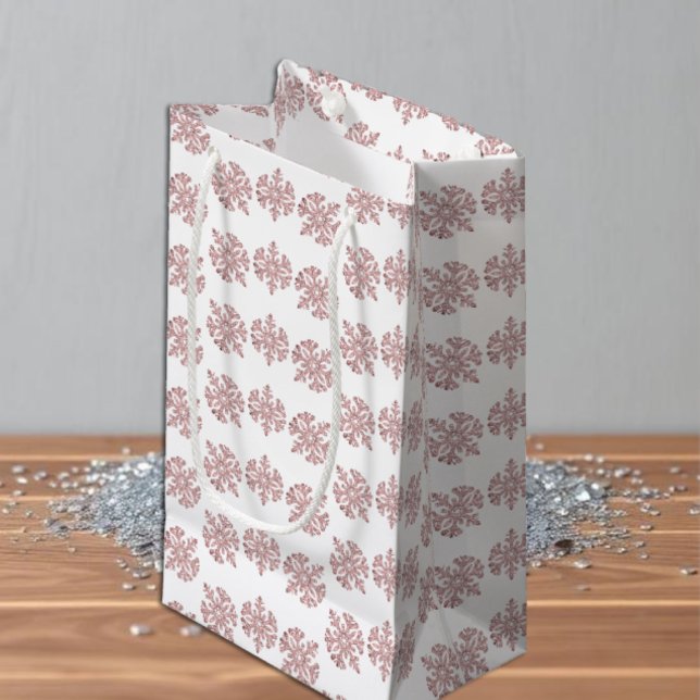 Pink Rose Gold Snowflake Winter Sweet 16 Small Gift Bag (Creator Uploaded)