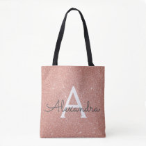 Pink Rose Gold Sparkle Elegant Monogram Book Bag Pink Rose Gold Sparkle Elegant Monogram Book Bag