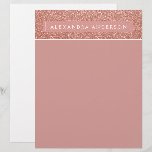 Pink Rose Gold Sparkle Glitter Girly Monogram (Front/Back)