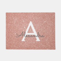 Pink - Rose Gold Sparkle Glitter Monogram Name