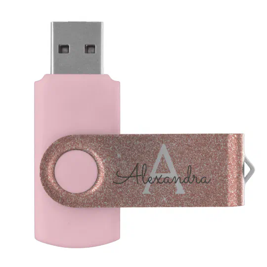 Rose Gold Monogram Name Flash Drive