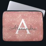 Pink Rose Gold Sparkle Modern Monogram Name Laptop Sleeve<br><div class="desc">Pink Rose Gold Sparkle Modern Monogram Name Sleeve. This sleeve can be customized to include your initial and first name.</div>