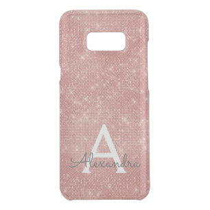 Pink Rose Gold Sparkle Modern Monogram Name Uncommon Samsung Galaxy S8+ Case