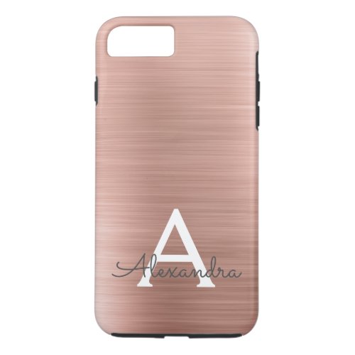 Pink Rose Gold Stainless Steel Monogram iPhone 8 Plus7 Plus Case