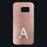 Pink Rose Gold Stainless Steel Monogram Samsung Galaxy S7 Case<br><div class="desc">Pink Rose Gold Faux Stainless Steel Elegant Monogram Case. This case can be customized to include your initial and first name.</div>