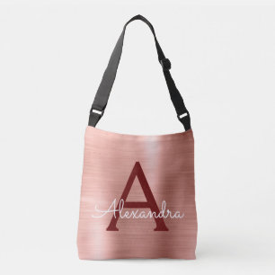 Pink Rose Gold Stainless Steel Monogram Crossbody Bag