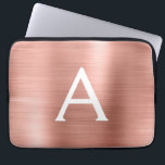 Pink Rose Gold Stainless Steel Monogram Laptop Sleeve<br><div class="desc">Rose Gold - Blush Pink Faux Stainless Steel Metallic Foil Modern and Elegant Monogram Sleeve. This monogrammed personalized laptop sleeve can be customized to include your initial and first name and makes a perfect Christmas or Birthday Gift.</div>