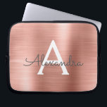 Pink Rose Gold Stainless Steel Monogram Laptop Sleeve<br><div class="desc">Pink Rose Gold Faux Stainless Steel Elegant Monogram Sleeve. This sleeve can be customized to include your initial and first name.</div>