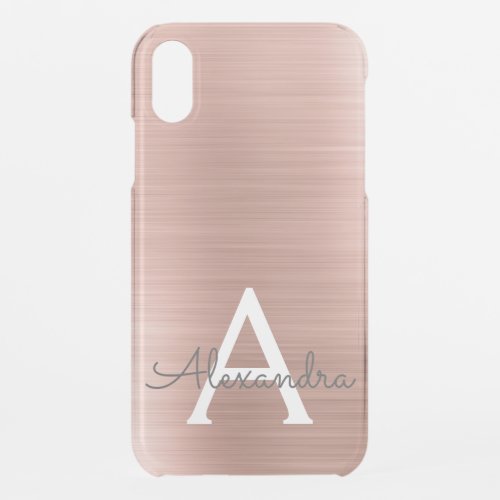 Pink Rose Gold Stainless Steel Monogram iPhone XR Case